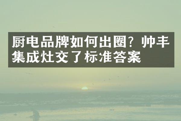 厨电品牌如何出圈？帅丰集成灶交了标准答案