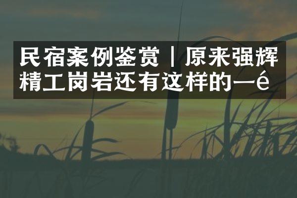 民宿案例鉴赏｜原来强辉精工岗岩还有这样的一面