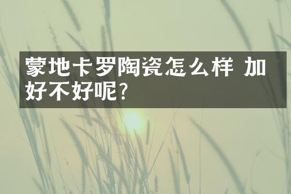 蒙地卡罗陶瓷怎么样 加盟好不好呢？