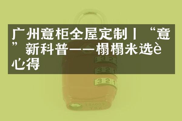 广州意柜全屋定制丨&ldquo;意&rdquo;新科普&mdash;&mdash;榻榻米选购心得
