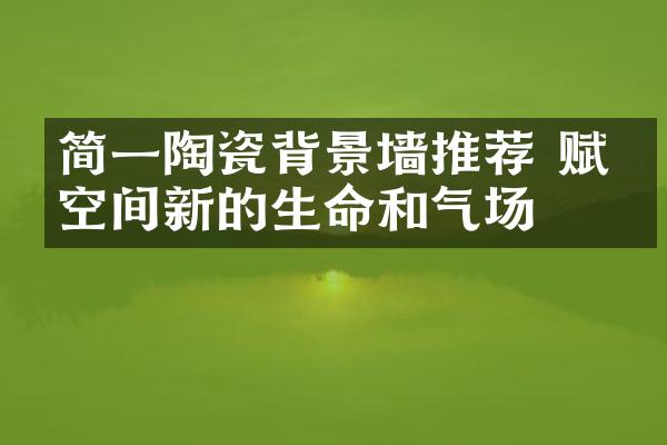 简一陶瓷背景墙推荐 赋予空间新的生命和气场