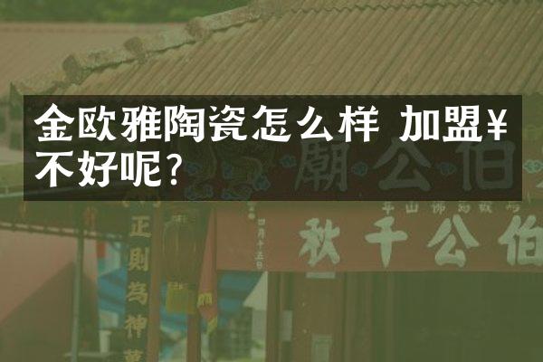 金欧雅陶瓷怎么样 加盟好不好呢？
