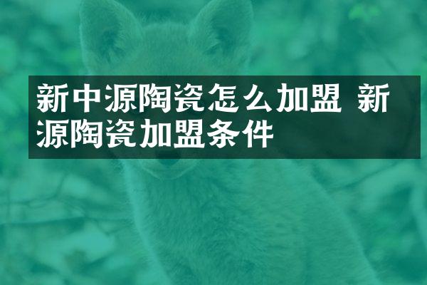 新中源陶瓷怎么加盟 新中源陶瓷加盟条件