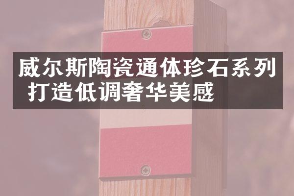 威尔斯陶瓷通体珍石系列 打造低调奢华美感