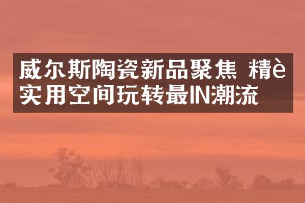 威尔斯陶瓷新品聚焦 精致实用空间玩转最IN潮流