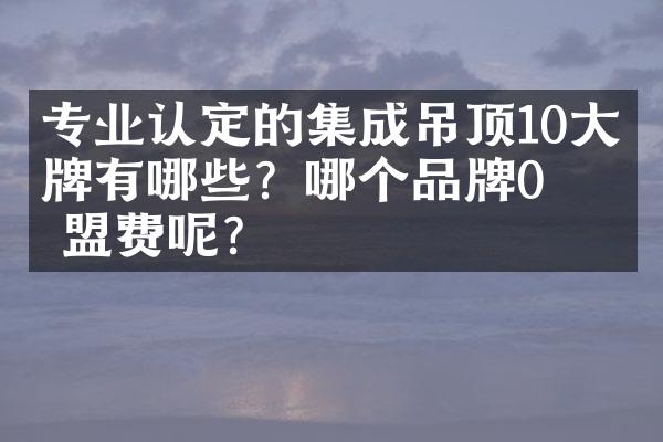 专业认定的集成吊顶10大品牌有哪些？哪个品牌0加盟费呢？