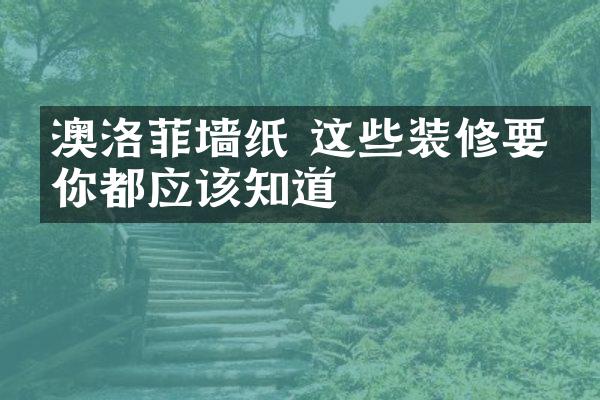 澳洛菲墙纸 这些装修要点你都应该知道