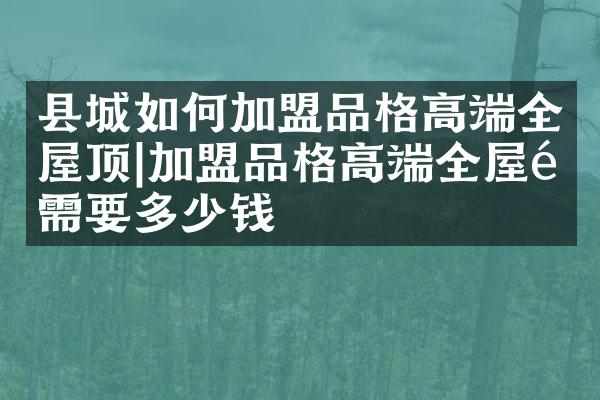 县城如何加盟品格高端全屋顶|加盟品格高端全屋顶需要多少钱