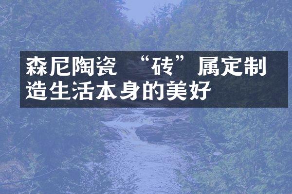 森尼陶瓷 &ldquo;砖&rdquo;属定制创造生活本身的美好