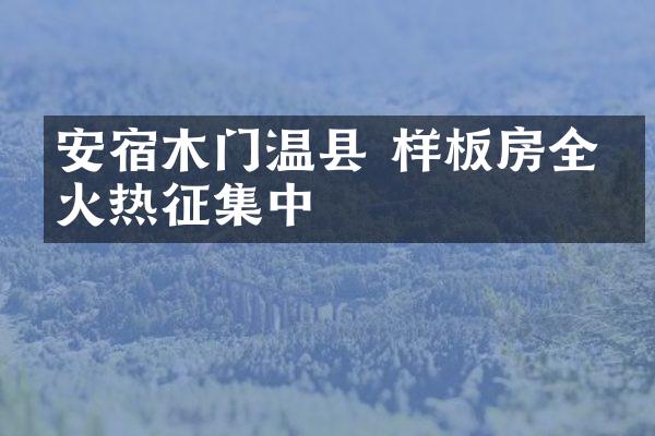 安宿木门温县 样板房全城火热征集中