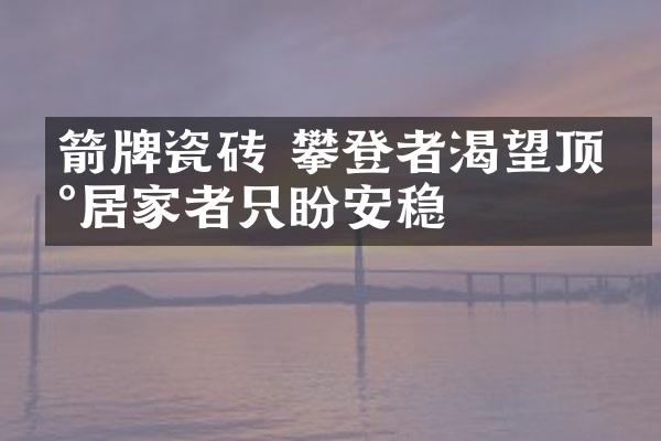 箭牌瓷砖 攀登者渴望顶峰居家者只盼安稳