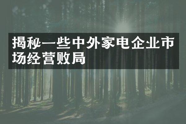 揭秘一些中外家电企业市场经营败局