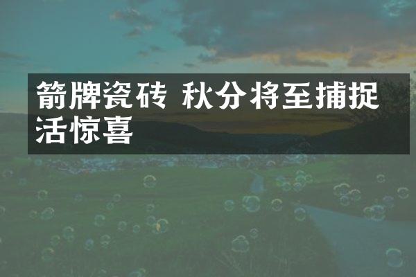 箭牌瓷砖 秋分将至捕捉生活惊喜