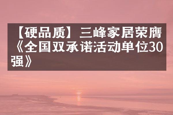 【硬品质】三峰家居荣膺《全国双承诺活动单位30强》