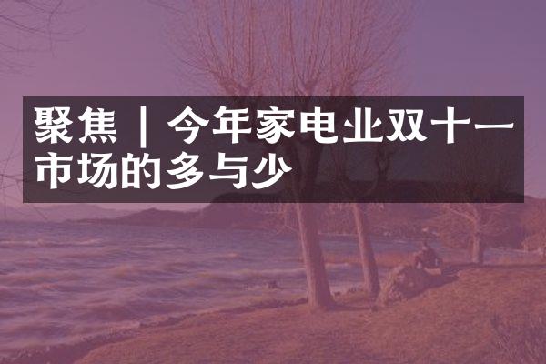 聚焦 | 今年家电业双十一市场的多与少