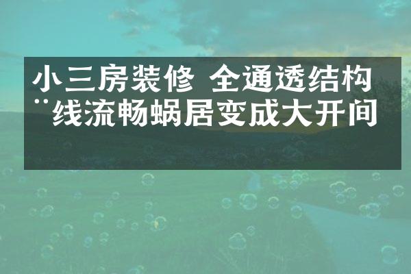 小三房装修 全通透结构动线流畅蜗居变成大开间！