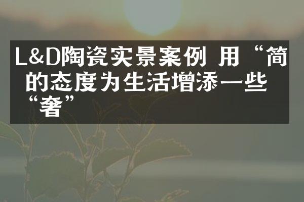 L&D陶瓷实景案例 用&ldquo;简&rdquo; 的态度为生活增添一些&ldquo;奢&rdquo;