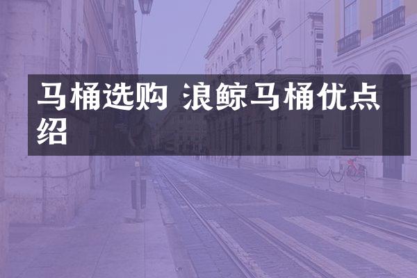 马桶选购 浪鲸马桶优点介绍