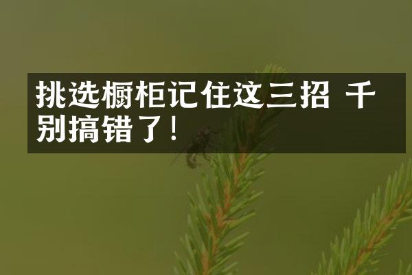 挑选橱柜记住这三招 千万别搞错了！