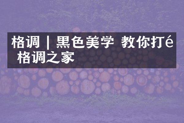 格调 | 黑色美学 教你打造格调之家