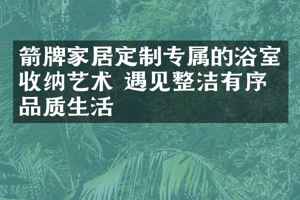 箭牌家居定制专属的浴室收纳艺术 遇见整洁有序的品质生活