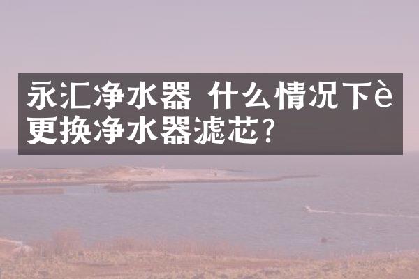 永汇净水器 什么情况下要更换净水器滤芯？